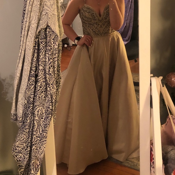 Champagne Gold Prom Dress - Mauri Lee, Sweetheart - Picture 3 of 4